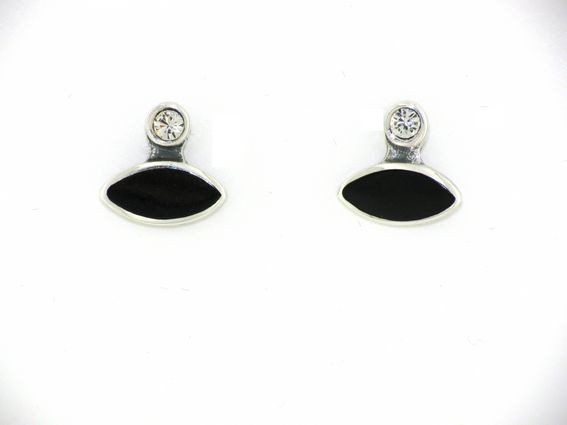 Art Deco-Ohrstecker schw Emaille Inlay